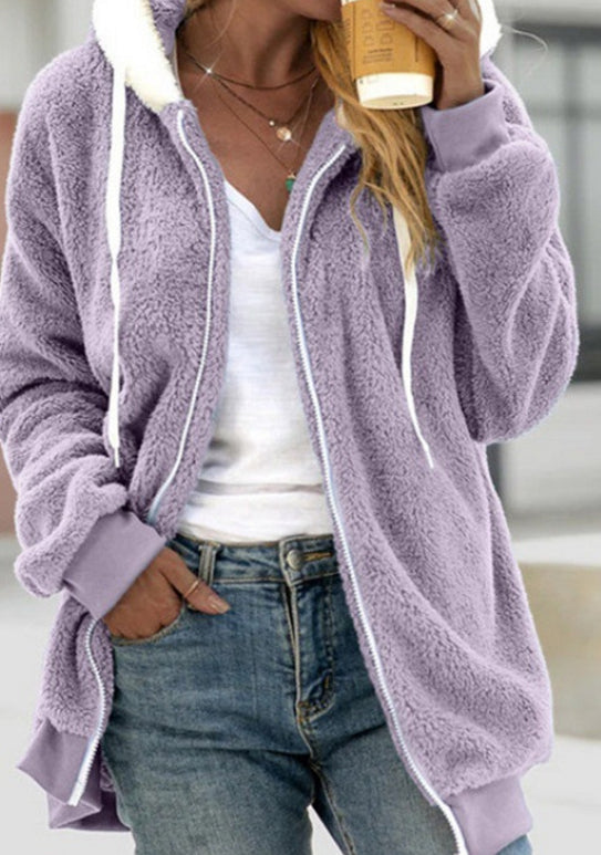 Plush Hooded Jacket – Women's Relaxed Fit Soft Fleece Outerwear