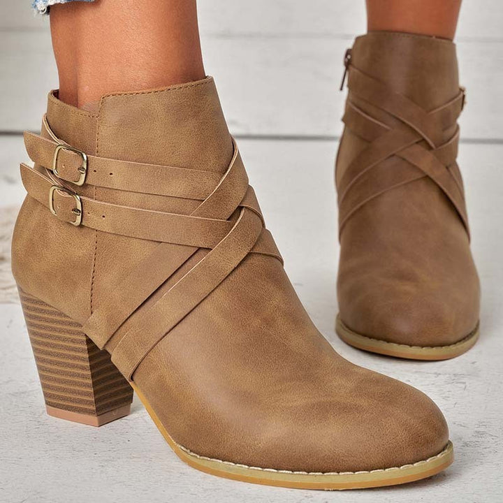 Women's Heightened Low Ankle Boot – Chunky Heel Short Silhouette