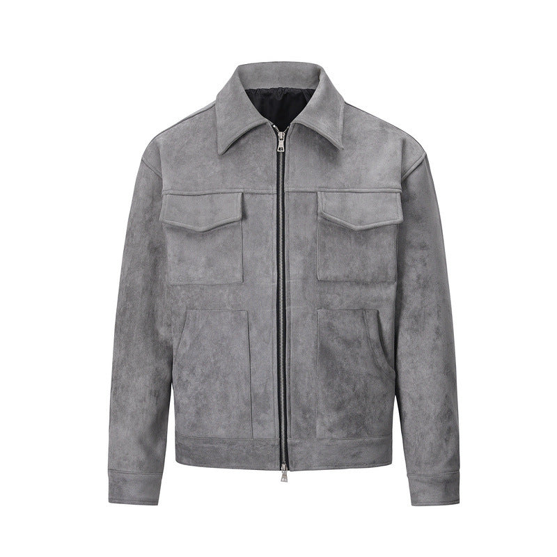 Men's Cotton Zip Jacket – Retro Multi-pocket Design