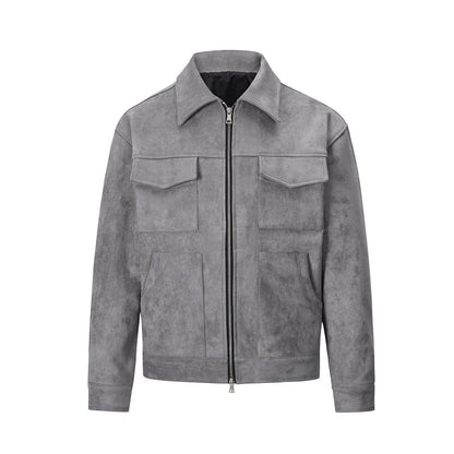 Men's Cotton Zip Jacket – Retro Multi-pocket Design