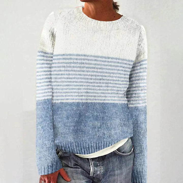 Women's Sweater – Geometric 3D Knit Pullover, Cotton Blend, Relaxed Fit
