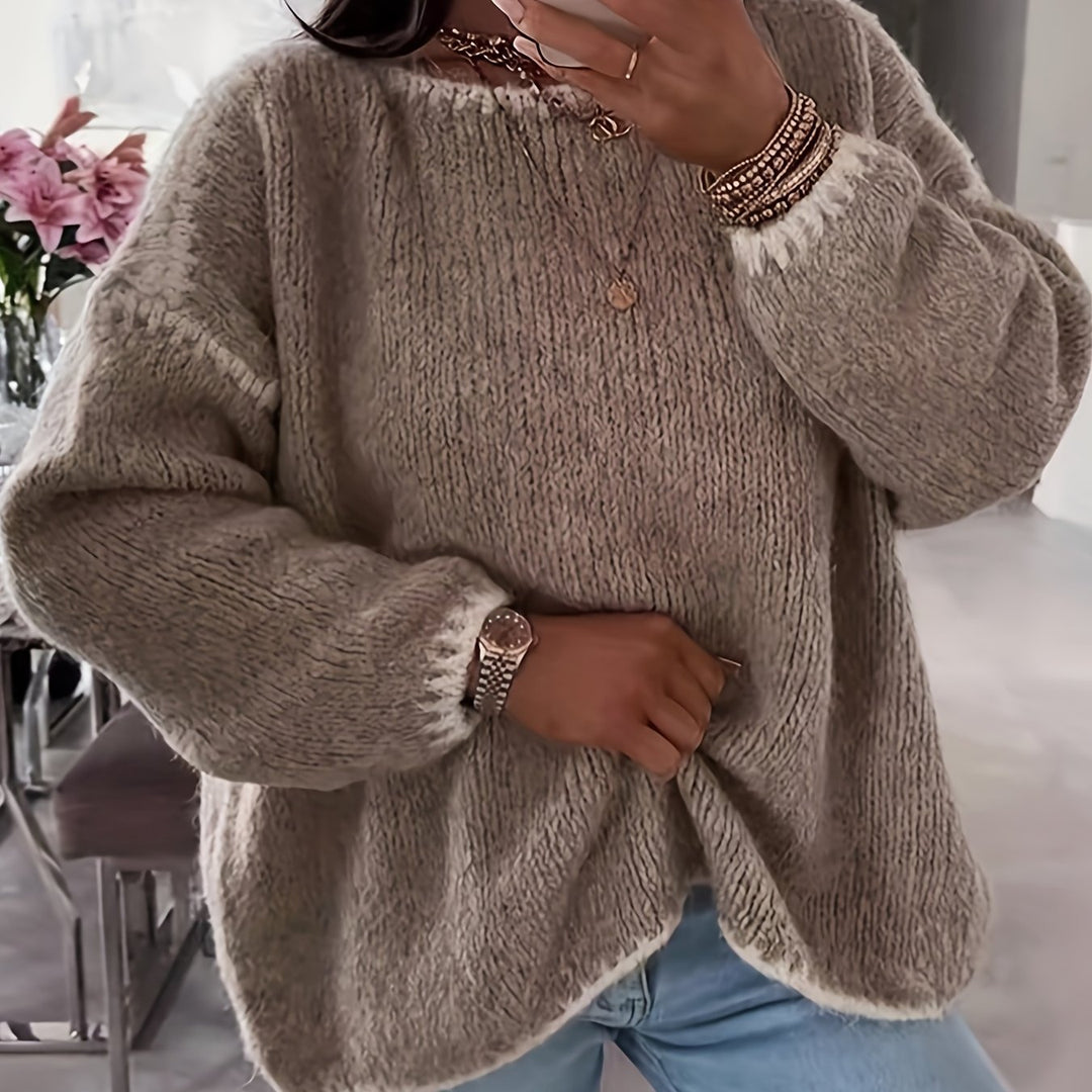 Off-Shoulder Chenille Sweater for Women – Soft Relaxed Fit Knit