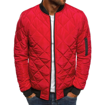 Men's Quilted Stand Collar Jacket – Urban Diamond Stitch Cardigan