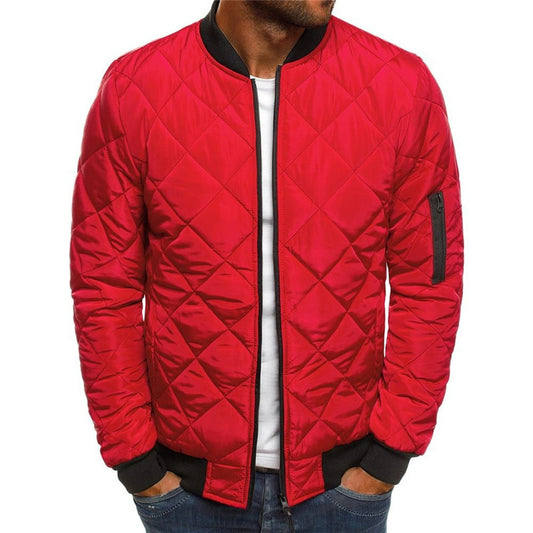 Men's Quilted Stand Collar Jacket – Urban Diamond Stitch Cardigan