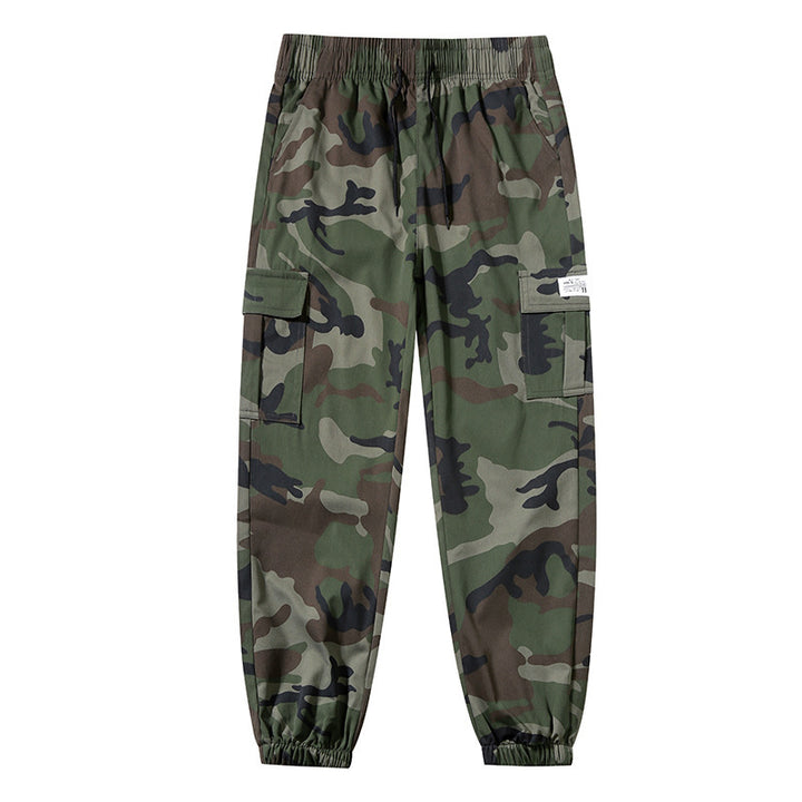 Men's Camo Cargo Pants – Cotton Ankle-Tied Drawstring Waist