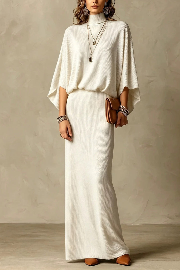 Women's Two Piece Set Cotton Batwing Sleeve Top & Long Skirt