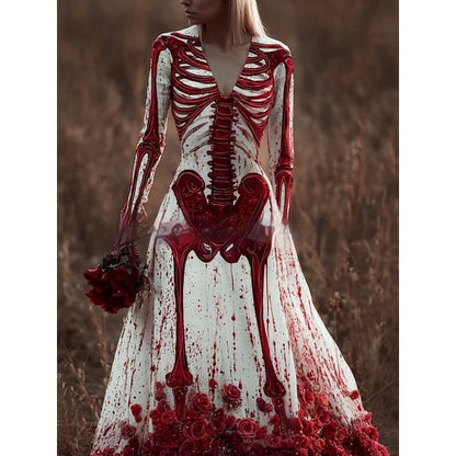 Women's Digital Print Straight Maxi Dress – Halloween Witch Motif