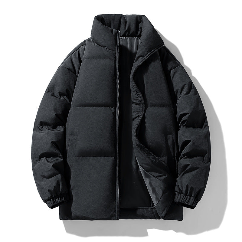 Men's Quilted Padded Winter Coat – Stand Collar, Warm Outerwear
