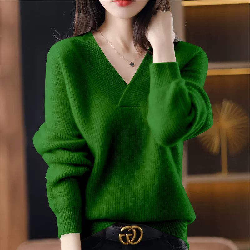 Women's Knit Sweater – Relaxed Fit with Modern Collar Detail