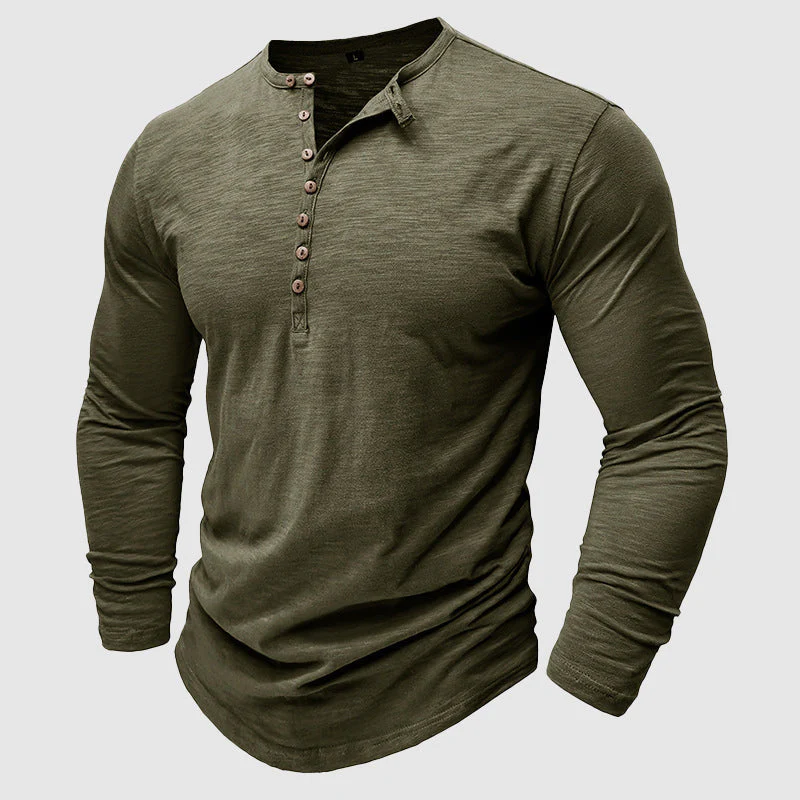 Men's Long Sleeve Cotton T-Shirt – Relaxed Pullover Fit