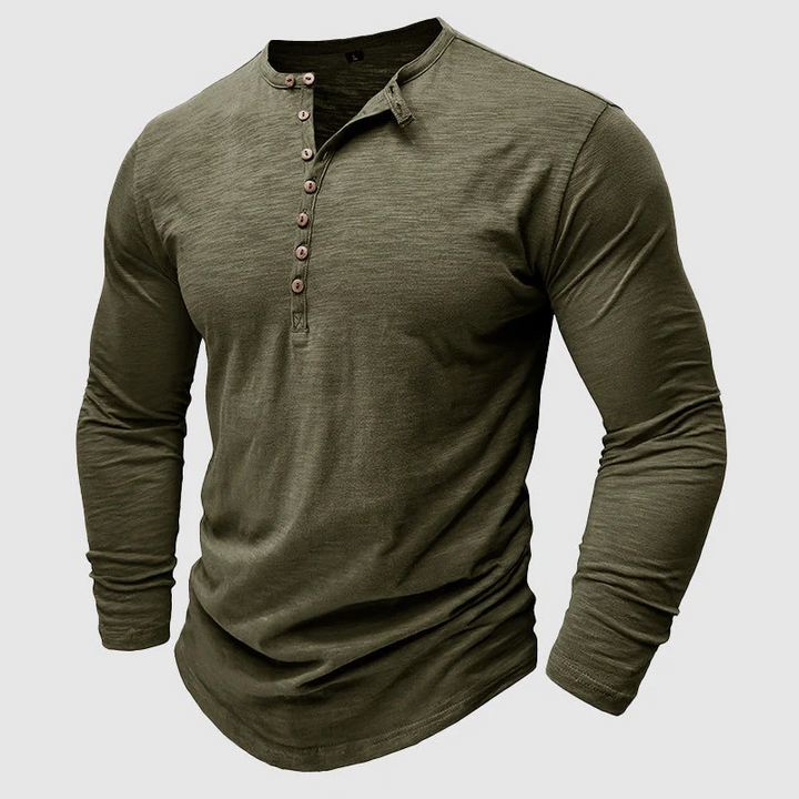 Men's Long Sleeve Cotton T-Shirt – Relaxed Pullover Fit