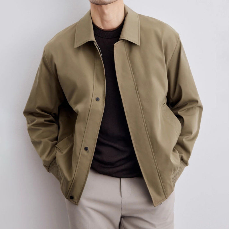 Men's Slim Fit Lapel Jacket – Lightweight Korean Style Cotton Blend