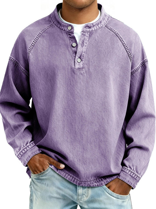 Men's Casual Long Sleeve Shirt – Relaxed Fit Vintage Style