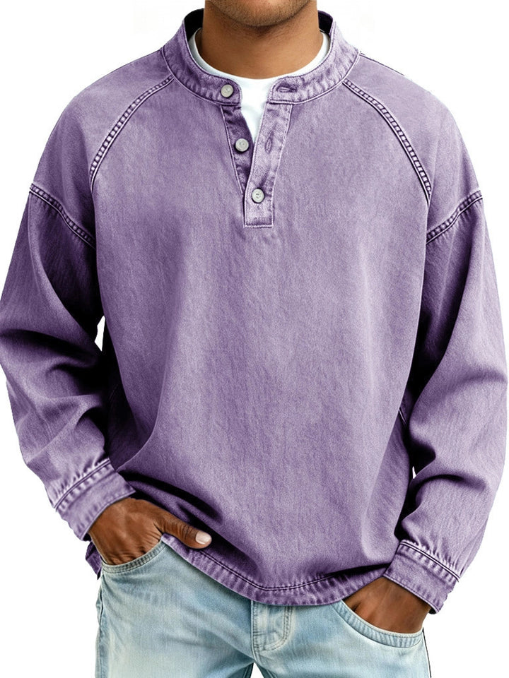 Men's Casual Long Sleeve Shirt – Relaxed Fit Vintage Style