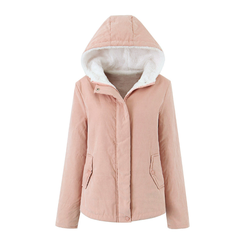 Women's Hooded Padded Jacket – Fleece Lined, Slim Fit, Lightweight Comfort