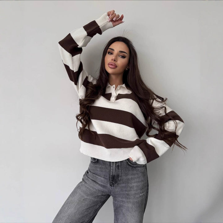 Women's Half-Zip Sweater in Soft Viscose Knit – Relaxed Lapel Pullover