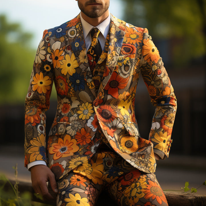 Men's Colorblock Blazer – Tailored Cotton Statement Suit Jacket