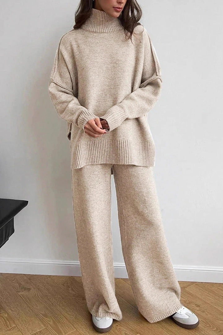 Women's Relaxed Knit Two Piece Set – Soft Long Sleeve Sweater & Pants