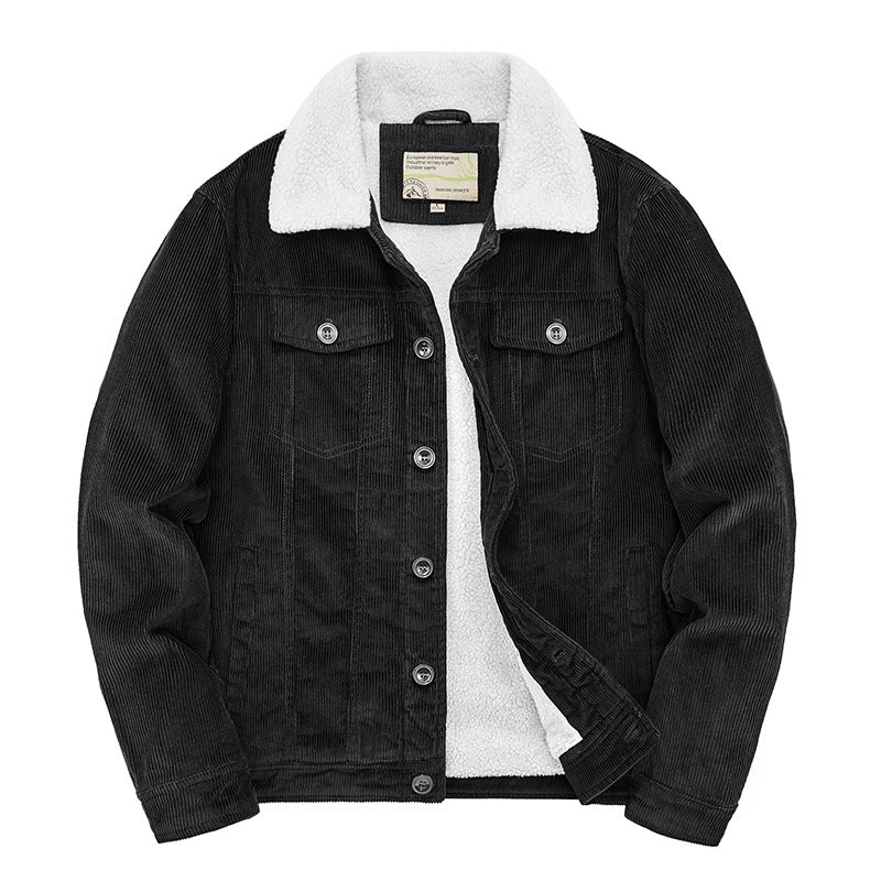 Men's Fleece-Lined Cotton Coat – Insulated Extra Thick Cardigan Coat