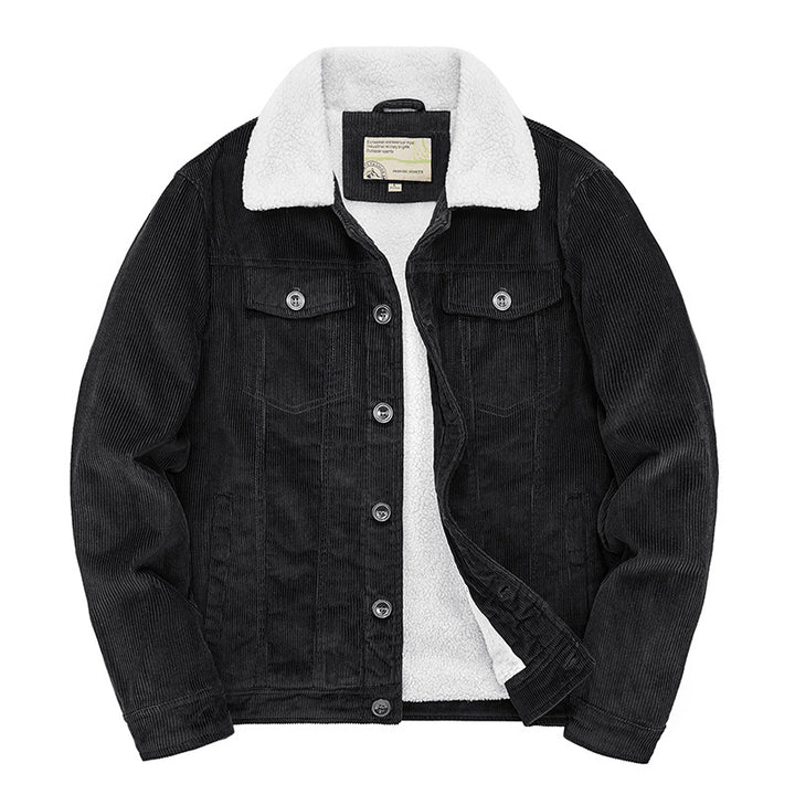 Men's Fleece-Lined Cotton Coat – Insulated Extra Thick Cardigan Coat