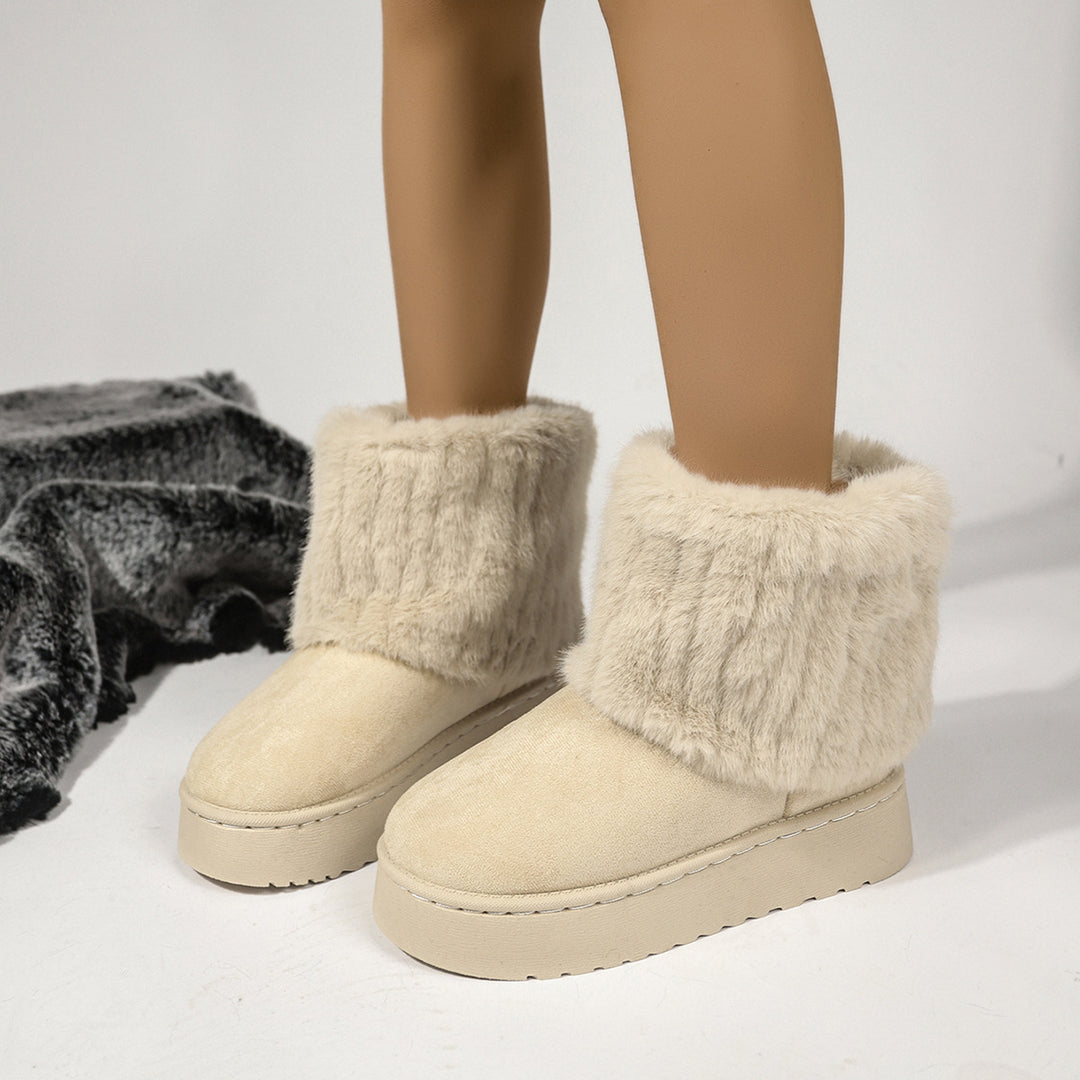 Women's Matte Leather Snow Boot – Cushioned Platform Sole