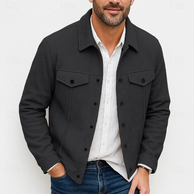 Men's Slim Fit Wool Look Coat – Classic Lapel Design