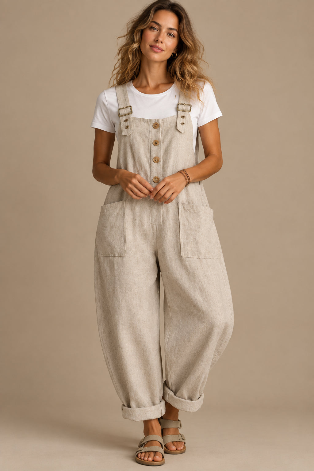 Women's Straight-Leg Overall Jumpsuit – High Waist Minimalist Style