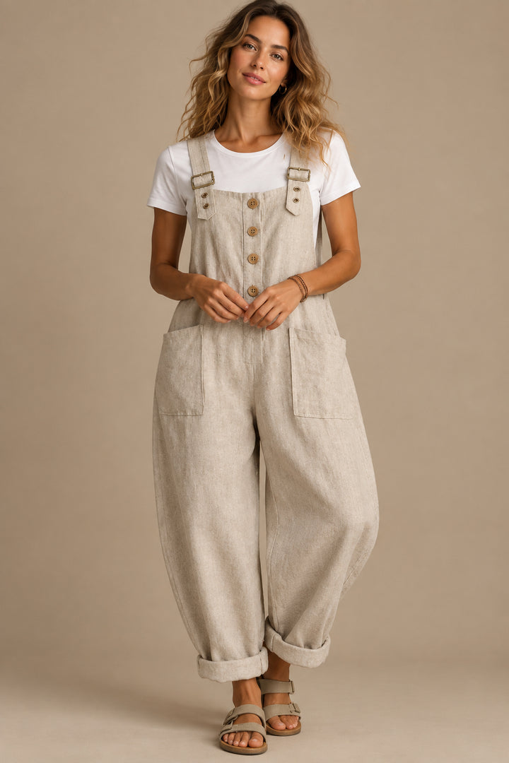 Women's Straight-Leg Overall Jumpsuit – High Waist Minimalist Style