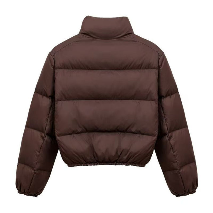 Women's Short Thermal Coat – Thickened Zip Front High Collar