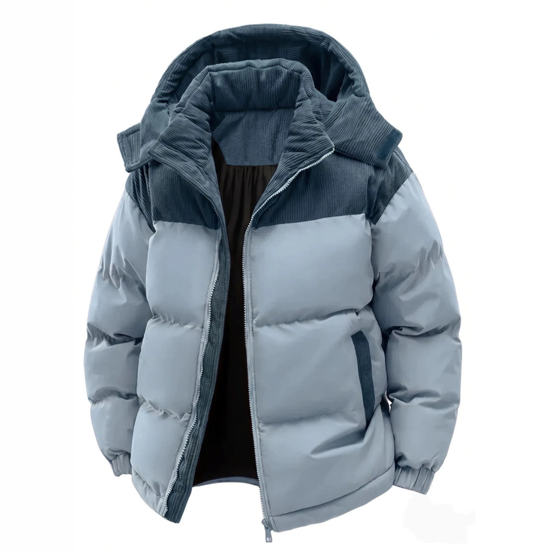 Women's Jacket – Patchwork Textured Ribbed Zip-Up, Stand Collar Polyester