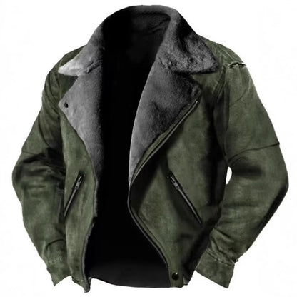 Men's Jacket – Thick Plush-Lined Polo Collar Zipper Style