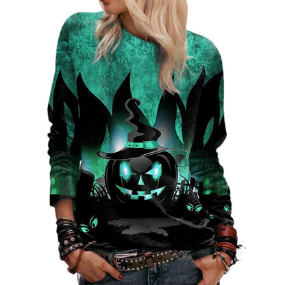 Women's Graphic Crew Neck Sweatshirt – Loose 3D Print Pullover