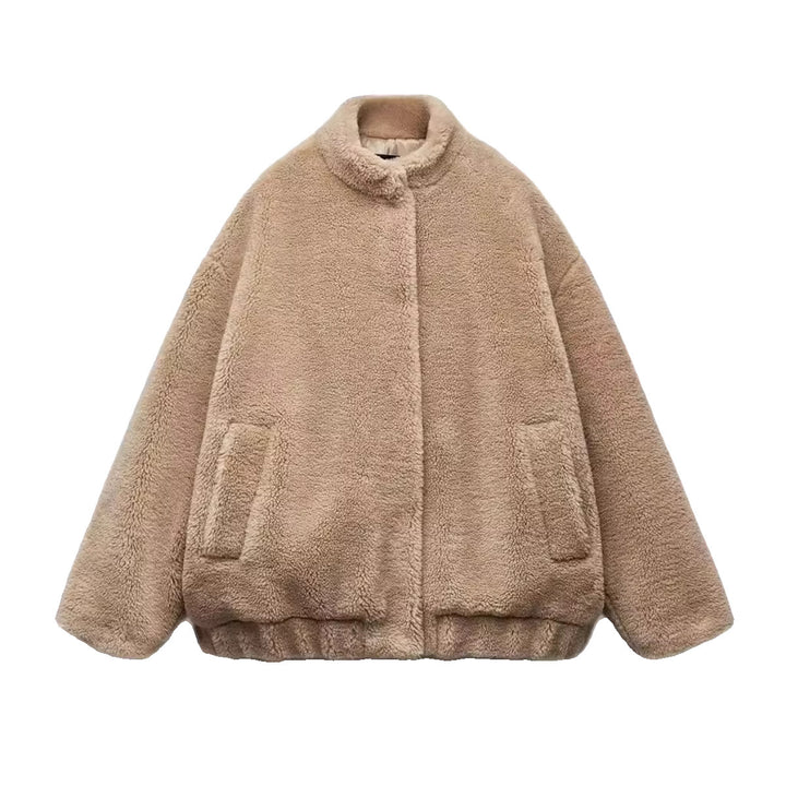 Women's Fleece Bomber Jacket – Chenille Texture Princess Sleeve