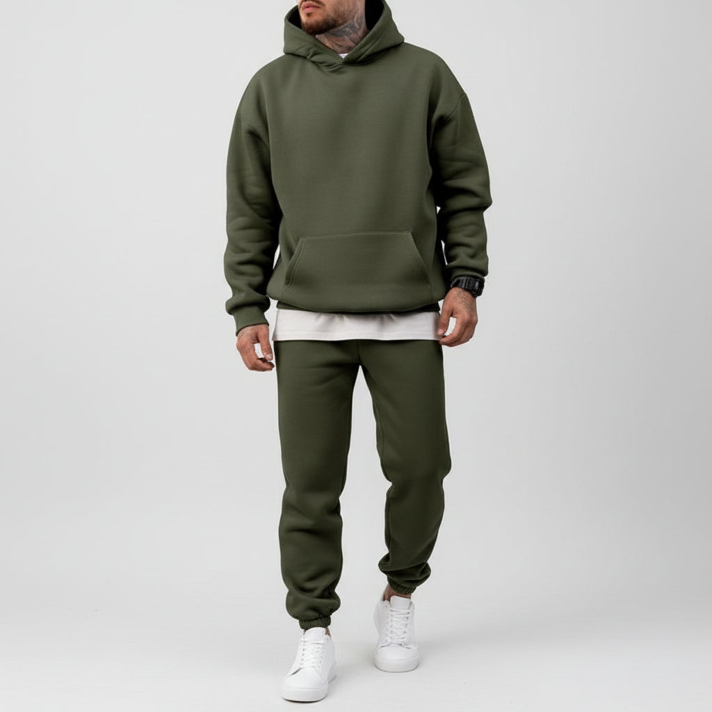 Men's Sporty Fleece Lined Two Piece Set – Relaxed Hooded Fit