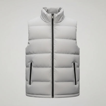 Men's Padded Sleeveless Jacket – Quilted Warmth with Stand Collar
