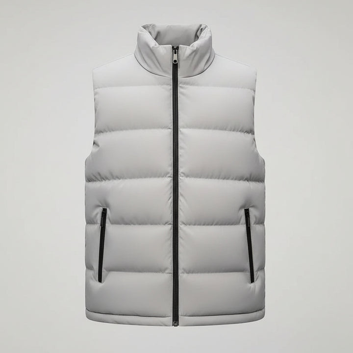 Men's Padded Sleeveless Jacket – Quilted Warmth with Stand Collar