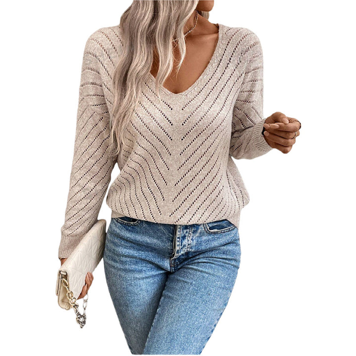 Women's Loose Knit Sweater – Soft 3D Hollow Pullover