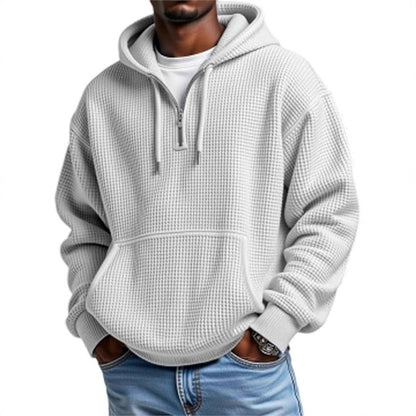 Men's Waffle Knit Double Hood Cardigan – 3D Printed Zip Front