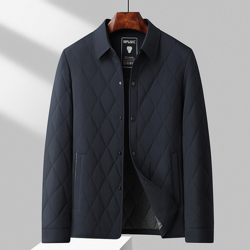 Men's Quilted Thermal Jacket – Slim Fit Cardigan Cotton