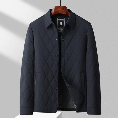 Men's Quilted Thermal Jacket – Slim Fit Cardigan Cotton