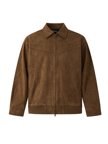 Men’s Suede Look Jacket with Classic Lapel – Collared Style