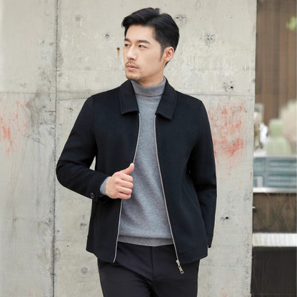 Men's Wool Jacket – Classic Short Lapel with Patch Pockets