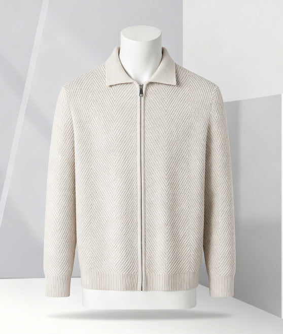 Men's Cardigan Zip Jacket – Relaxed Fit Minimalist Layer