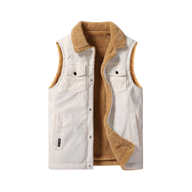 Men's Corduroy Vest – Thick Lined, Retro Work Vest for Core Warmth