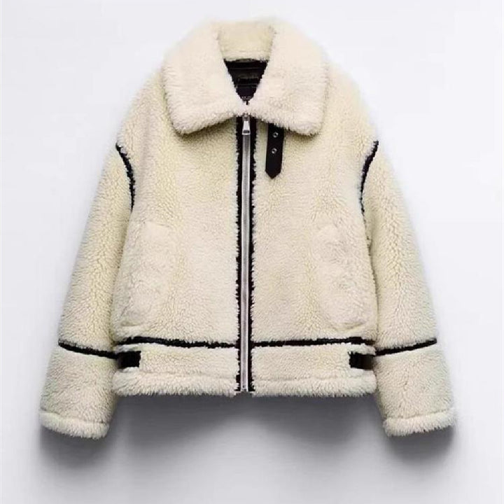 Women's Polar Fleece Coat – Casual Lapel Long Sleeve Outerwear