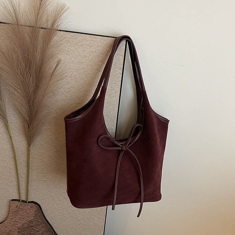 Bucket Shoulder Bag for Women – Soft Vegan Leather, Double Straps