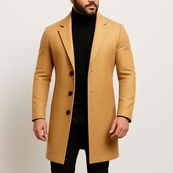 Men's Trench Coat – Structured Fabric Single-Breasted Slim Fit