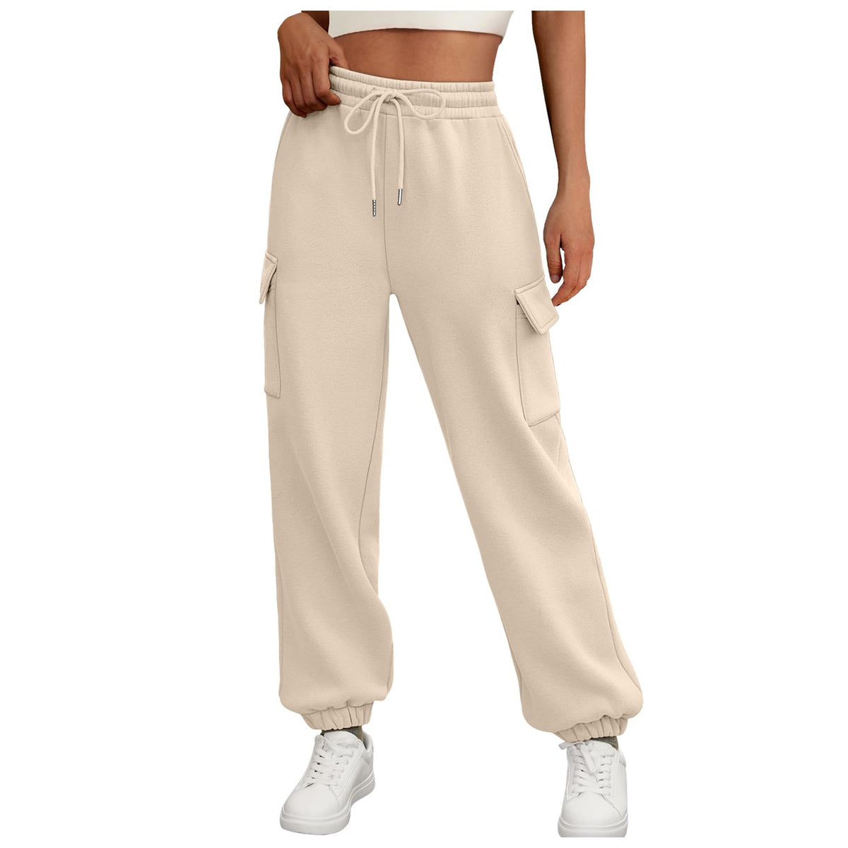 Women's Fleece Lined Jogger Cargo Trousers with Pockets