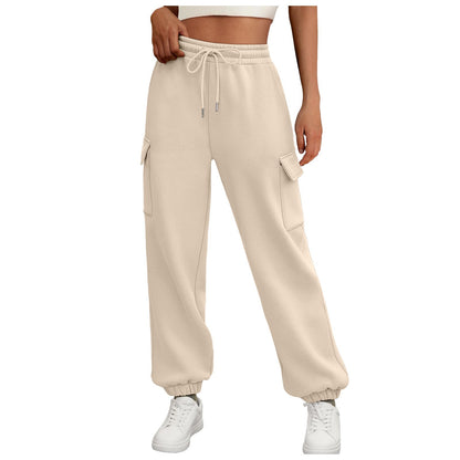 Women's Fleece Lined Jogger Cargo Trousers with Pockets