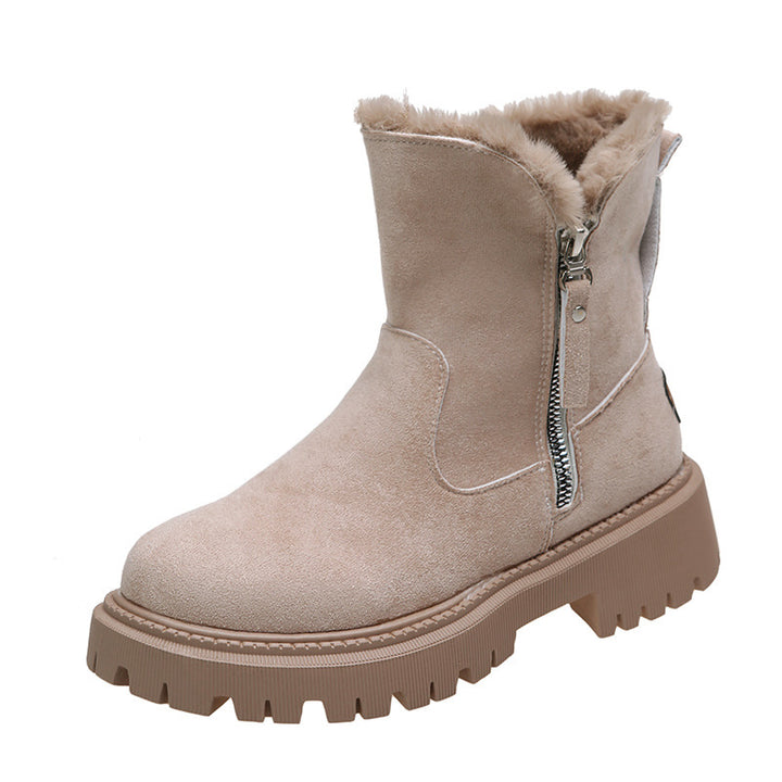Women's Winter Ankle Boot – Suede Look, Plush Lined, Side Zip